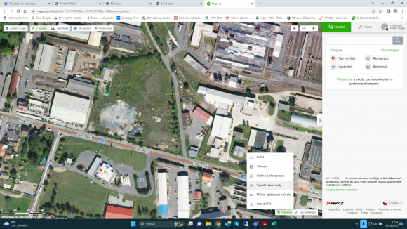 Jak zjistím z Mapy.cz  GPS souřadnice pozemku?